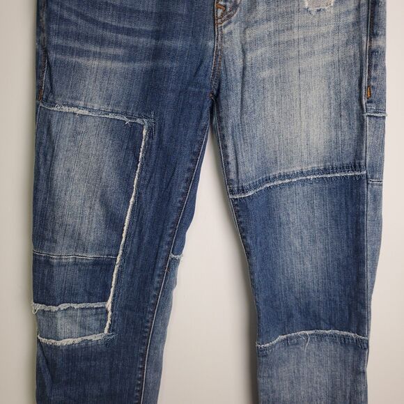 True Religion Stovepipe Deconstructed Patchwork Jeans Size 27 - Picture 5 of 9